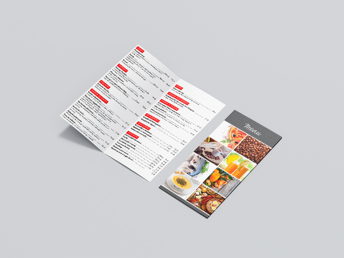 Menu Dl składane na pół